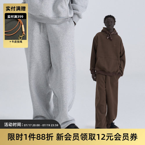 TIRES复古抓绒直筒宽松卫裤