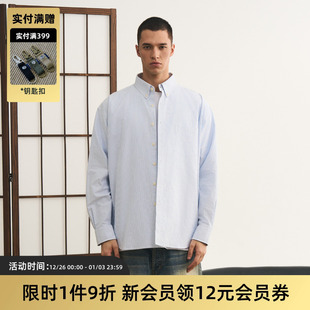 衬衫 日系复古条纹牛津纺长袖 宽松廓型休闲衬衣男女 24AW TIRES