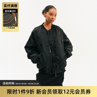 TIRES「澄砺」复古重磅光泽Bomber尼龙廓形MA1飞行夹克保暖厚外套