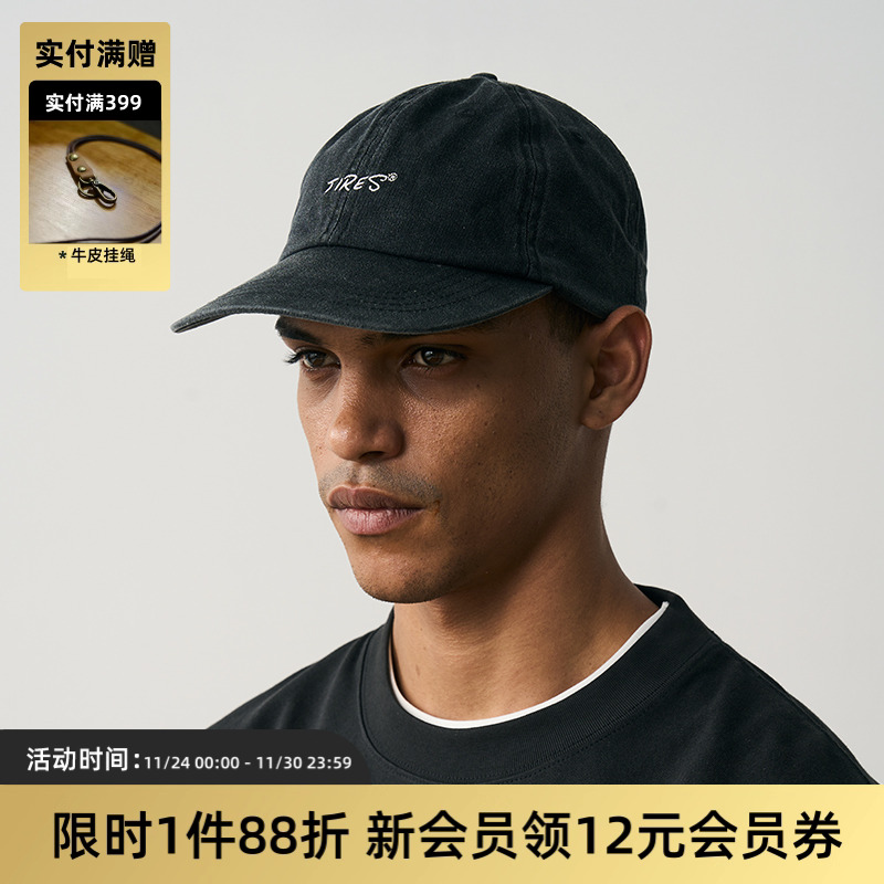 TIRES水洗鸭舌帽日系复古刺绣