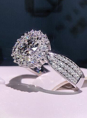 跨境热卖饰品满天星镶大颗锆石小白钻戒指时尚款指环