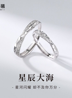 星辰大海S925纯银情侣戒指小众ins风对戒情人节礼物送女友男女