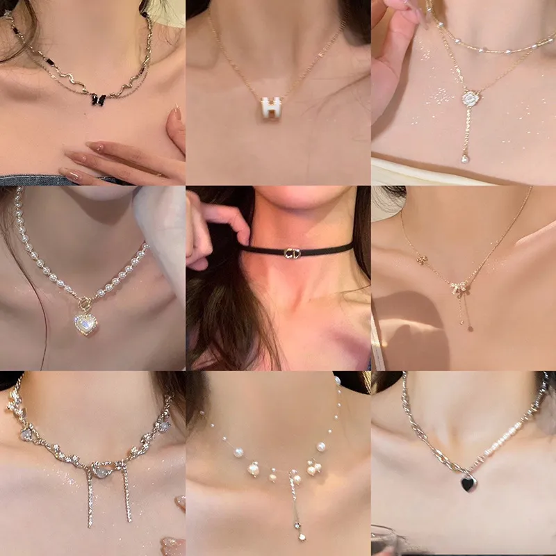 甜美气质镶钻珍珠流苏项链轻奢高级感锁骨链简约小清新项饰女