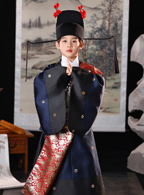 新款明制汉服进士服襕衫文人学士状元服礼服儿童圆领袍演出服