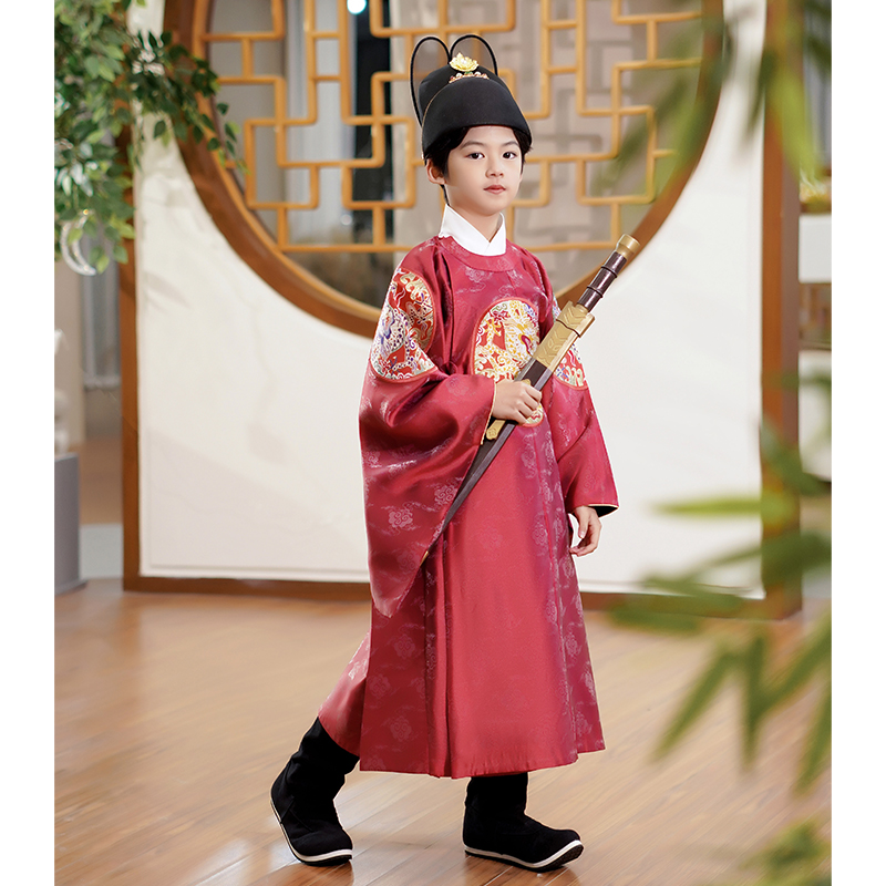 衣锦司儿童汉服龙纹仿妆花圆领袍