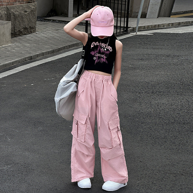 爵士舞服装女童嘻哈风儿童hiphop街舞潮服露肚脐背心jazz练功服装