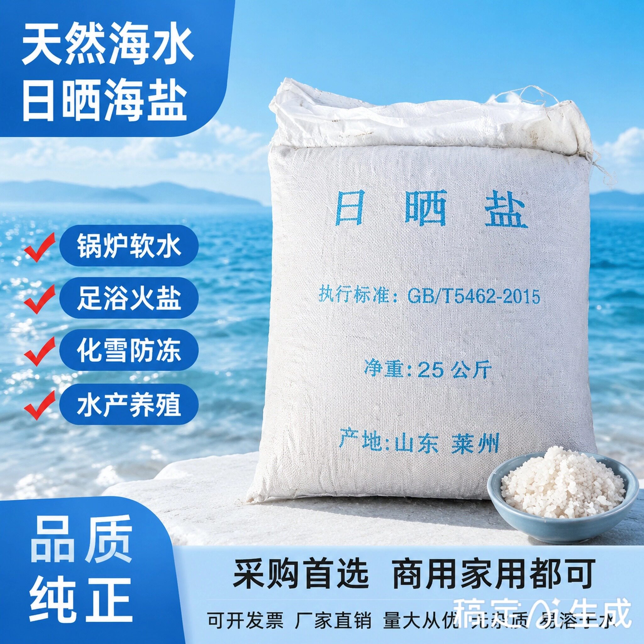 工业盐融雪化冰细盐25公斤包邮粗盐树脂再生软水盐