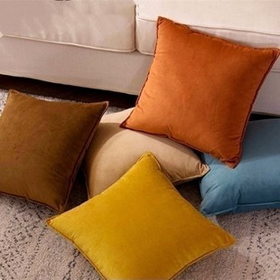 客厅天鹅绒抱枕套纯色沙发靠垫简约客厅靠垫套北欧靠枕现代腰枕套