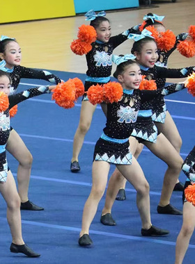 儿童啦啦操演出服长袖新款女童拉拉队表演服健美操竞技赛比赛服装