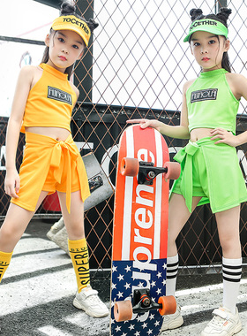 儿童爵士舞服装演出服女儿童走秀嘻哈街舞套装运动会拉拉队表演服