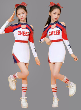 儿童啦啦队演出服啦啦操舞蹈竞技比赛服幼儿园运动会表演服装花球