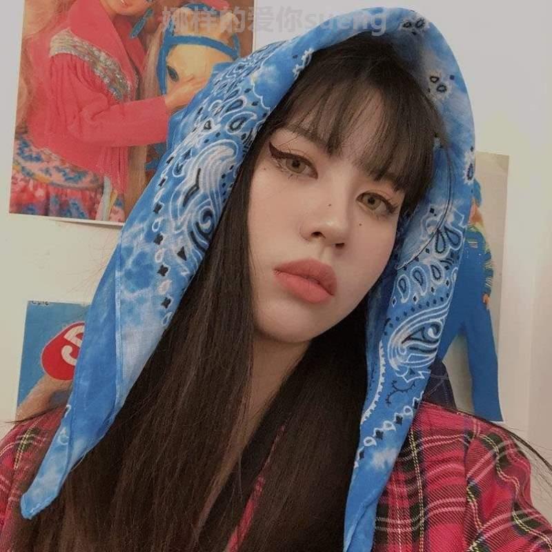 2方巾土酷原宿千禧土苦腰发饰发小辣妹蹦迪花果扎染头巾带