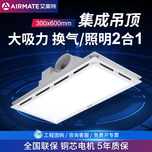 艾美特排风照明二合一换气30x60