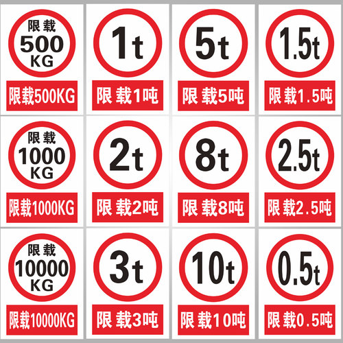 5/10/15吨货车限制重量安全标志