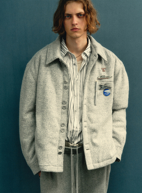 C2H4暖冬衣橱 混色羊毛呢棉服衬衫 #R010