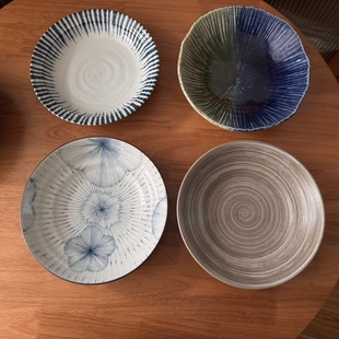 9寸菜盘汤盘 美浓烧粗陶盘子单个 日本制 釉下彩22.8cm大盘子