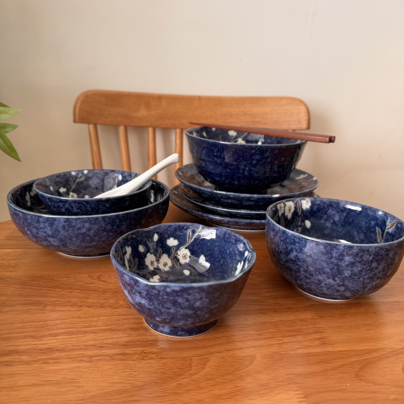 日本制 美浓烧 釉下彩 大盘子家用单个蓝雪樱陶瓷饭碗 面碗 套装,餐饮具,盘,淘宝优惠券,粉丝福利购,淘宝优惠卷