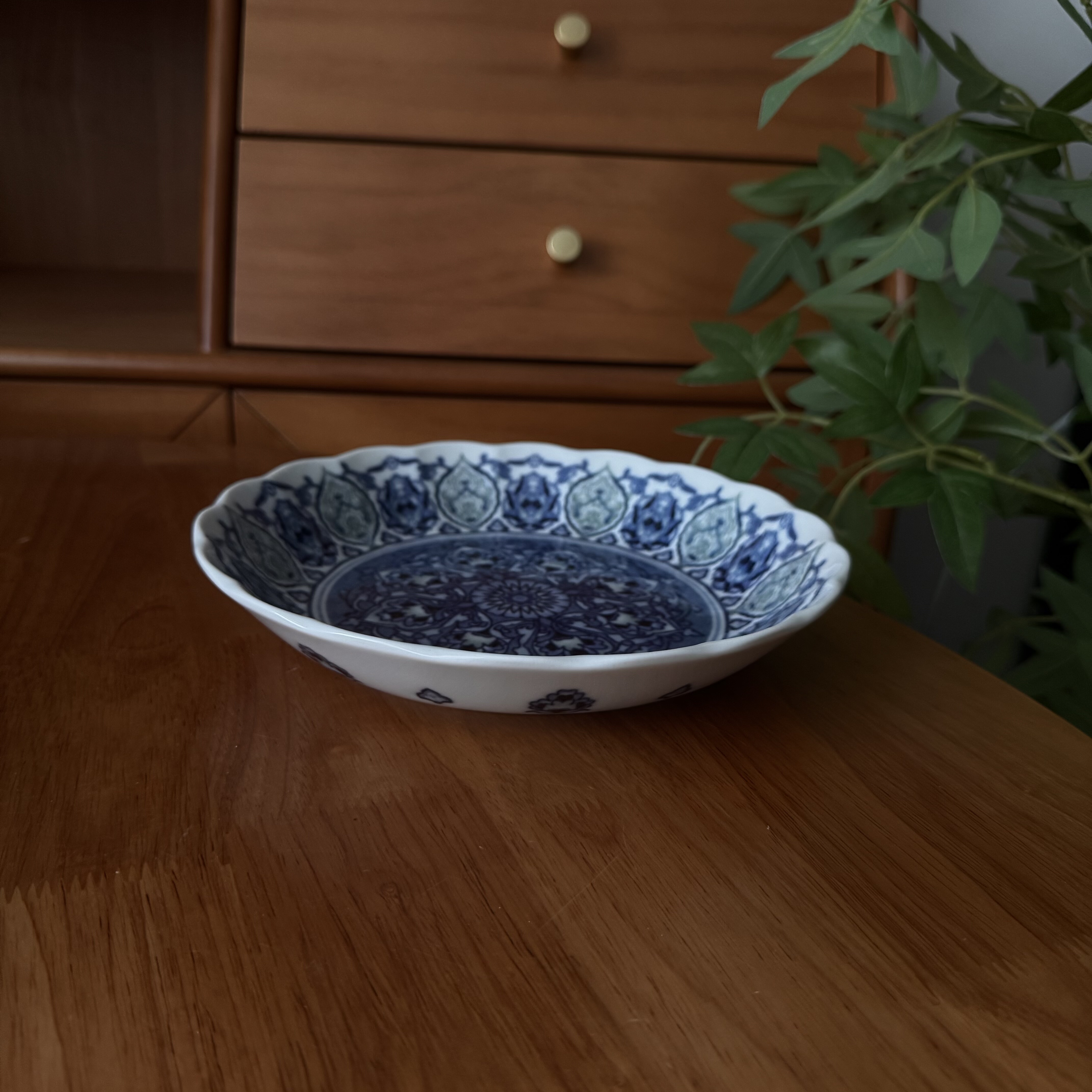 日本制 美浓烧进口陶瓷釉下彩盘子甜品钵大盘子菜盘子青花小钵