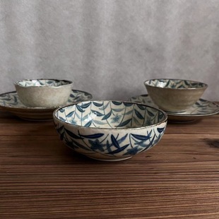 大盘子 釉下彩 菜盘平盘汤盘陶瓷桔梗 美浓烧饭碗单个 日本制