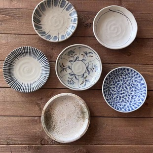 13.5cm 骨碟 釉下彩复古小盘子 小碟子 点心碟 美浓烧 日本制