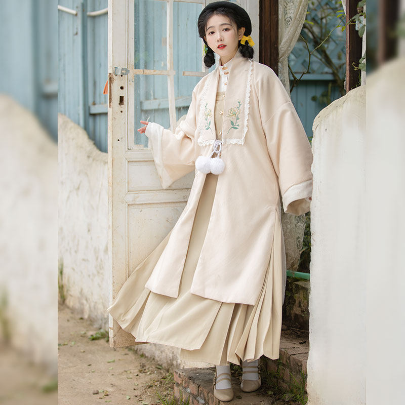 栾凰原创明制汉服女冬【苓香子】毛呢外套披风改良汉元素马面裙秋