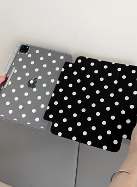 黑底白色波点Y型折叠适用于iPadmini5/6/7/iPad Air2025/2026款保护壳iPadAir8新款iPad Pro带笔槽防弯