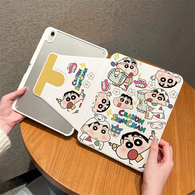 蜡笔小新iPad亚克力带笔槽保护壳
