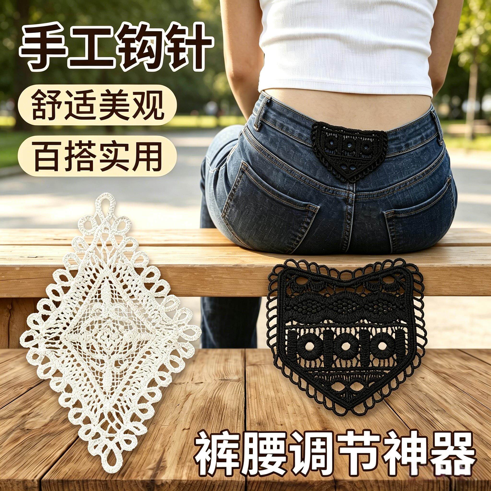 牛仔裤扩腰神器裤腰扩大手缝腰围改大可水洗不掉延长蕾丝花边加肥