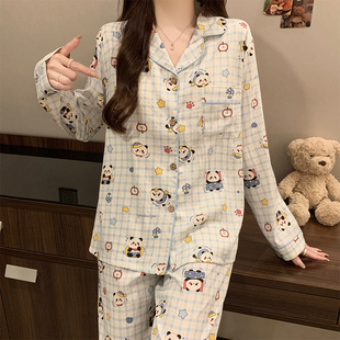 睡衣女士云朵棉春秋季 长袖 卡通印花甜美秋款 初高中学生家居服套装
