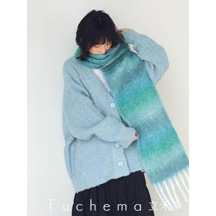 防风保暖大围脖披肩 韩系百搭渐变羊毛围巾女冬季 FUCHEMA 2025新款