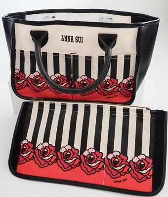 Anna Sui/安娜苏日本BOOK附录蔷薇花化妆包收纳袋手拿包手提袋