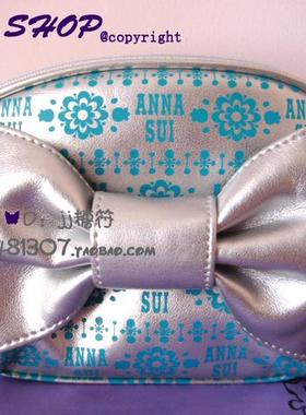 Anna Sui安娜苏2011梦幻图腾十周年绿色蔷薇花蝴蝶结化妆包手拿包