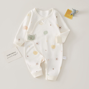 6月新生婴幼儿纯棉蝴蝶衣A类无骨初生宝宝连体衣护肚连身哈衣春