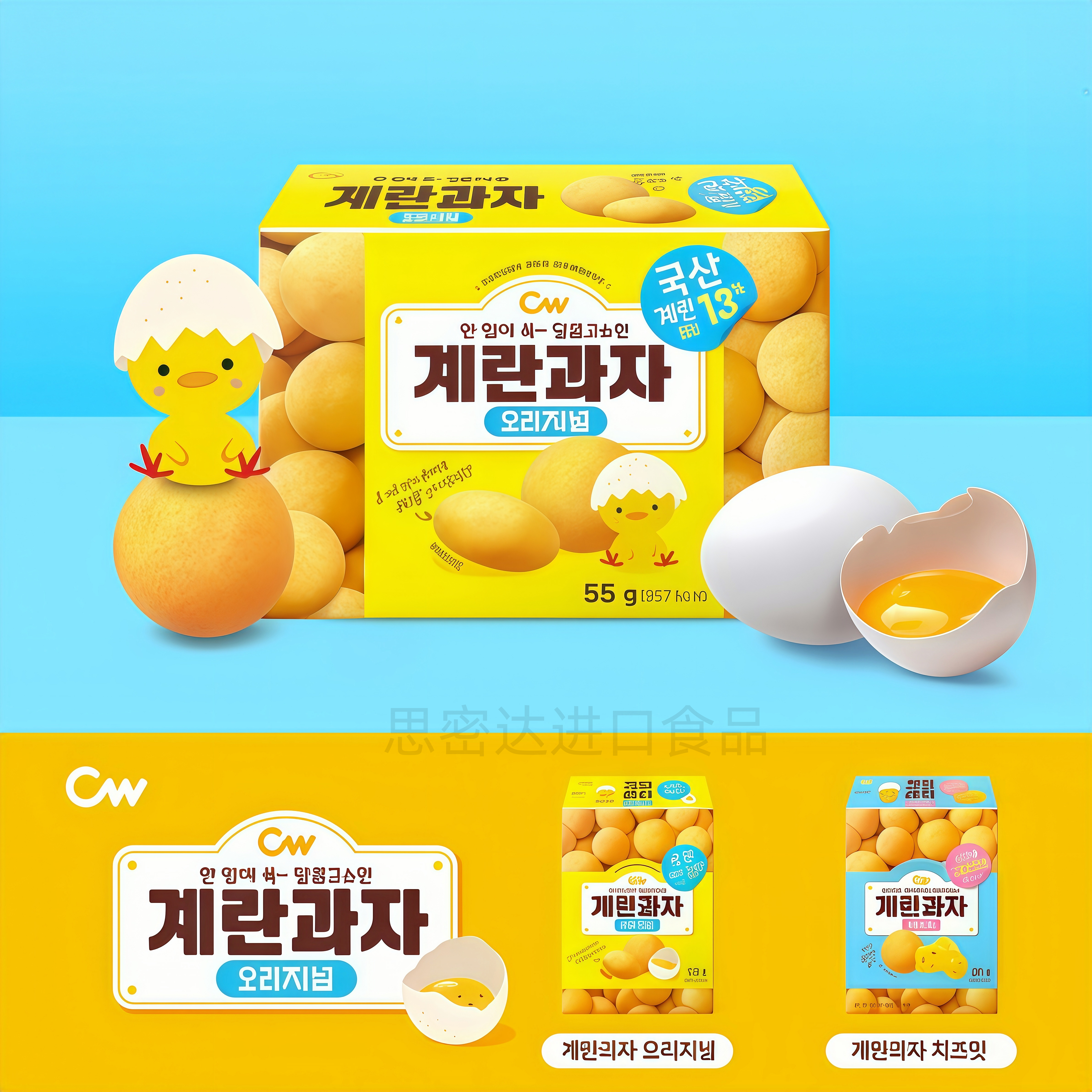 韩国进口CW青右鸡蛋饼干原味奶酪味婴幼儿童磨牙辅食酥脆休闲零食
