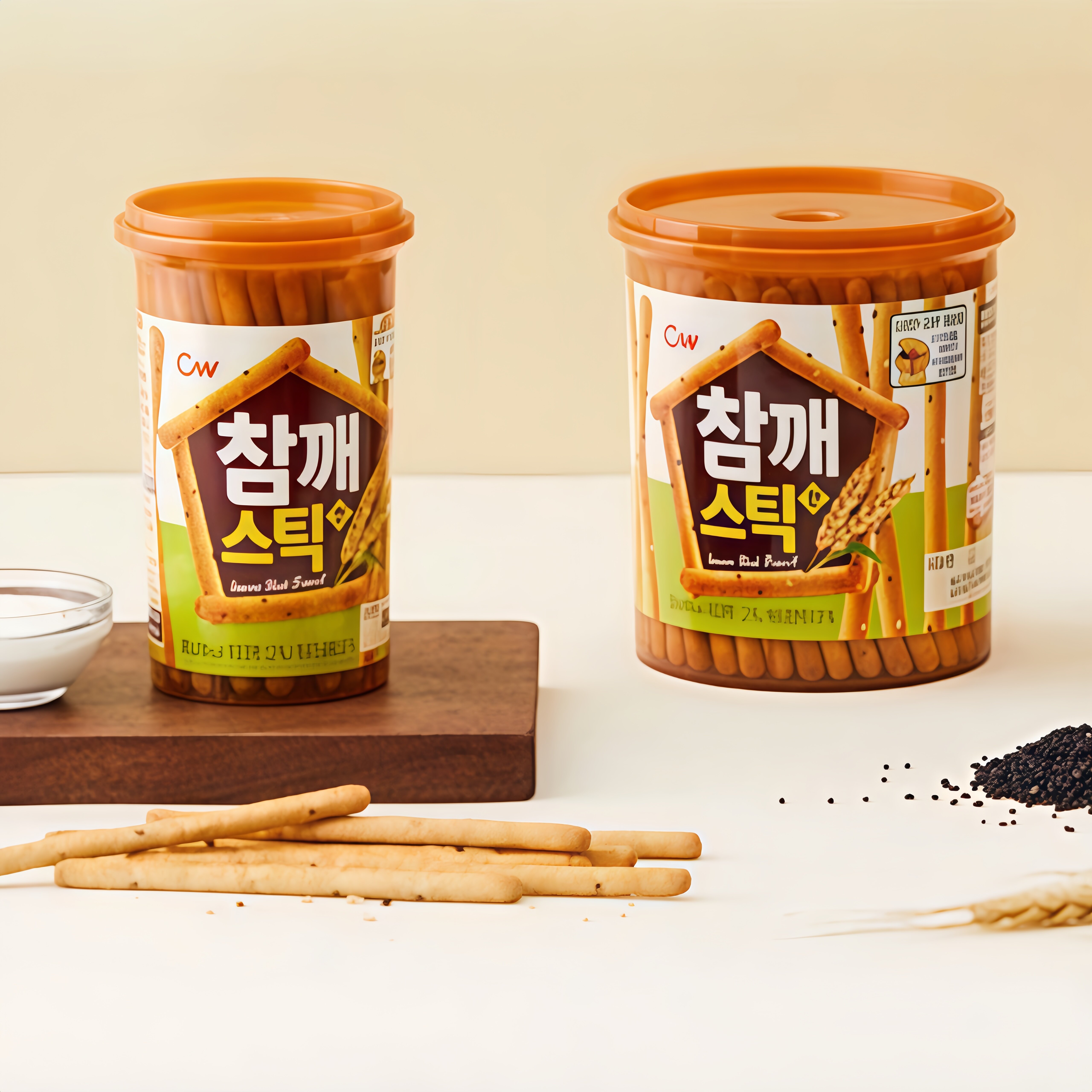 包邮韩国CW青右情友青佑黑芝麻棒棒饼干儿童手指磨牙饼干健康酥脆