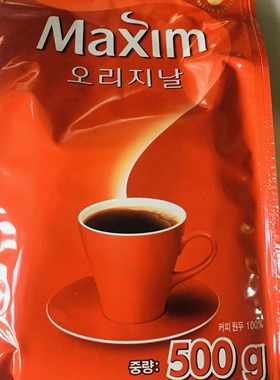 包邮韩国进口东西麦馨原味纯咖啡maxim速溶咖啡颗粒粉500g袋装