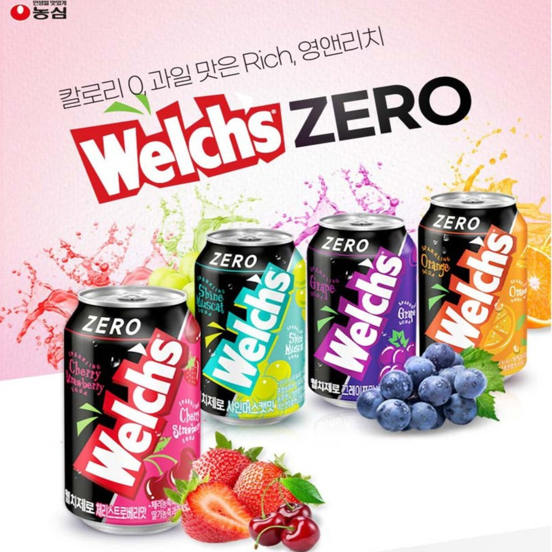 4罐包邮韩国welchs果汁零脂汽水