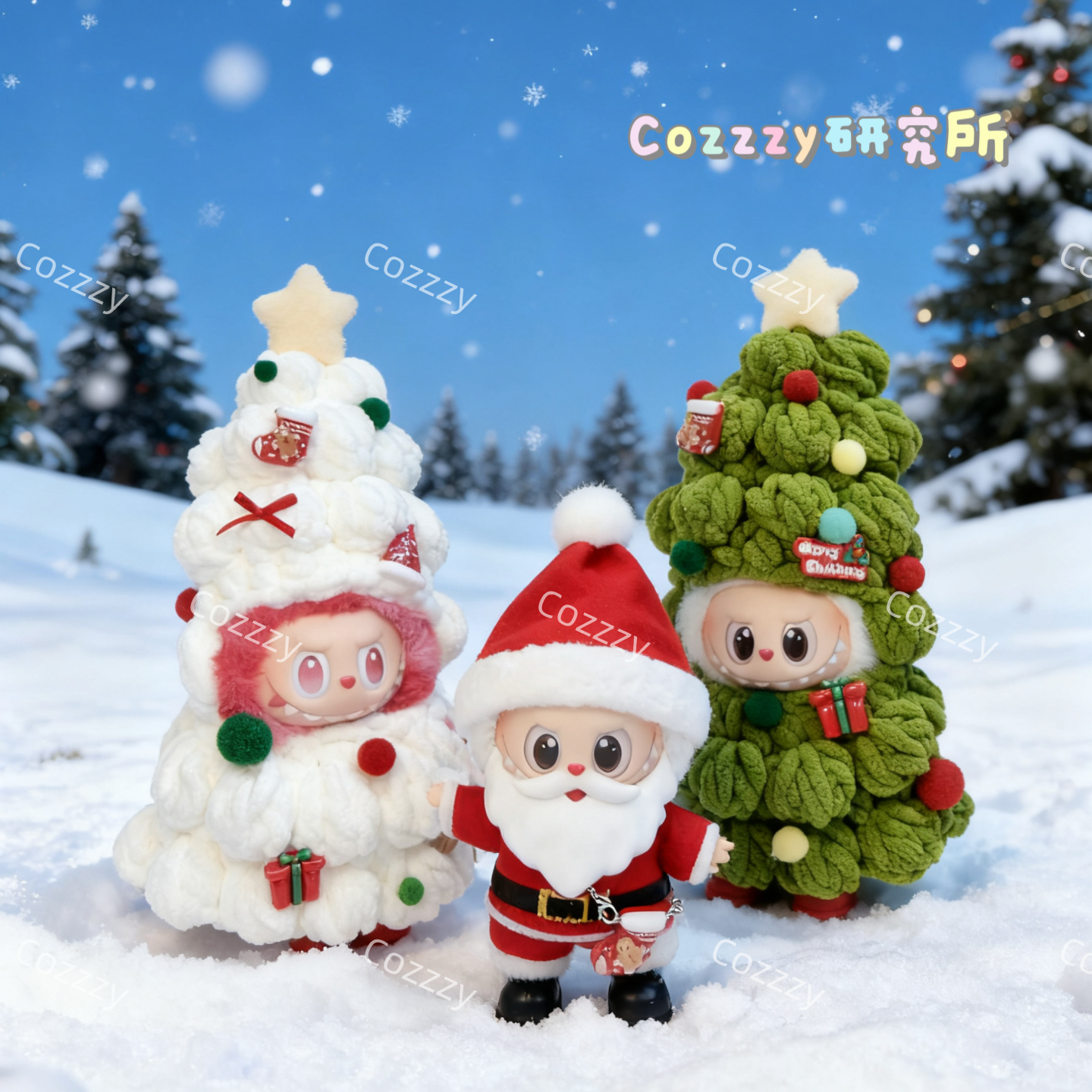 Labubu 娃衣 圣诞节可爱娃衣套装17cm搪胶盲盒拉布布圣诞树套装