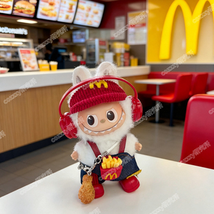 Labubu4.0心底密码迷你麦门套装10cm搪胶盲盒钥匙扣第四代娃衣