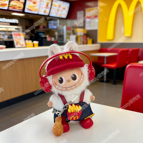 Labubu4.0心底密码迷你麦门套装10cm搪胶盲盒钥匙扣第四代娃衣