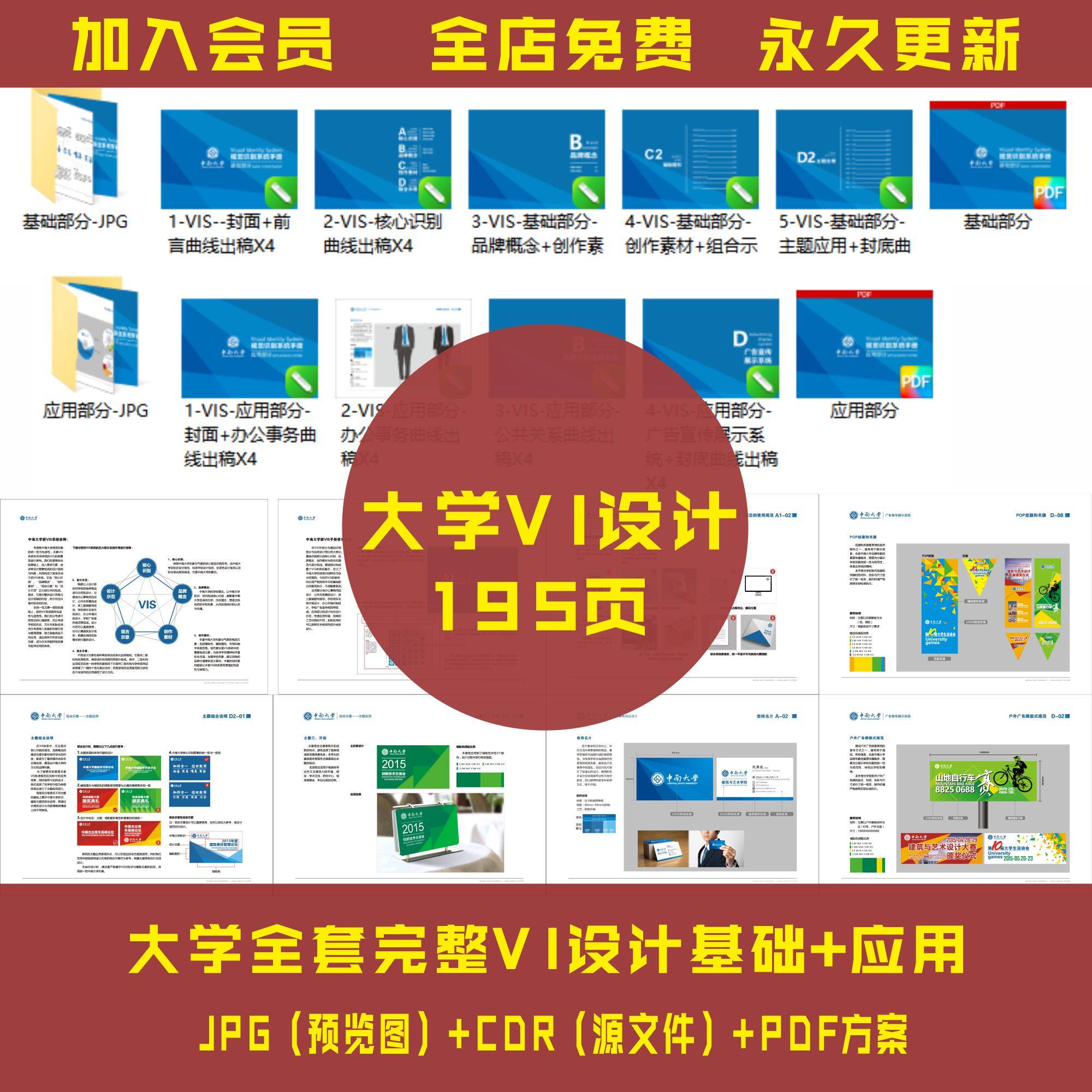 大学校园文化设计全套vi设计源文件带方案导视标识vi应用设计x71