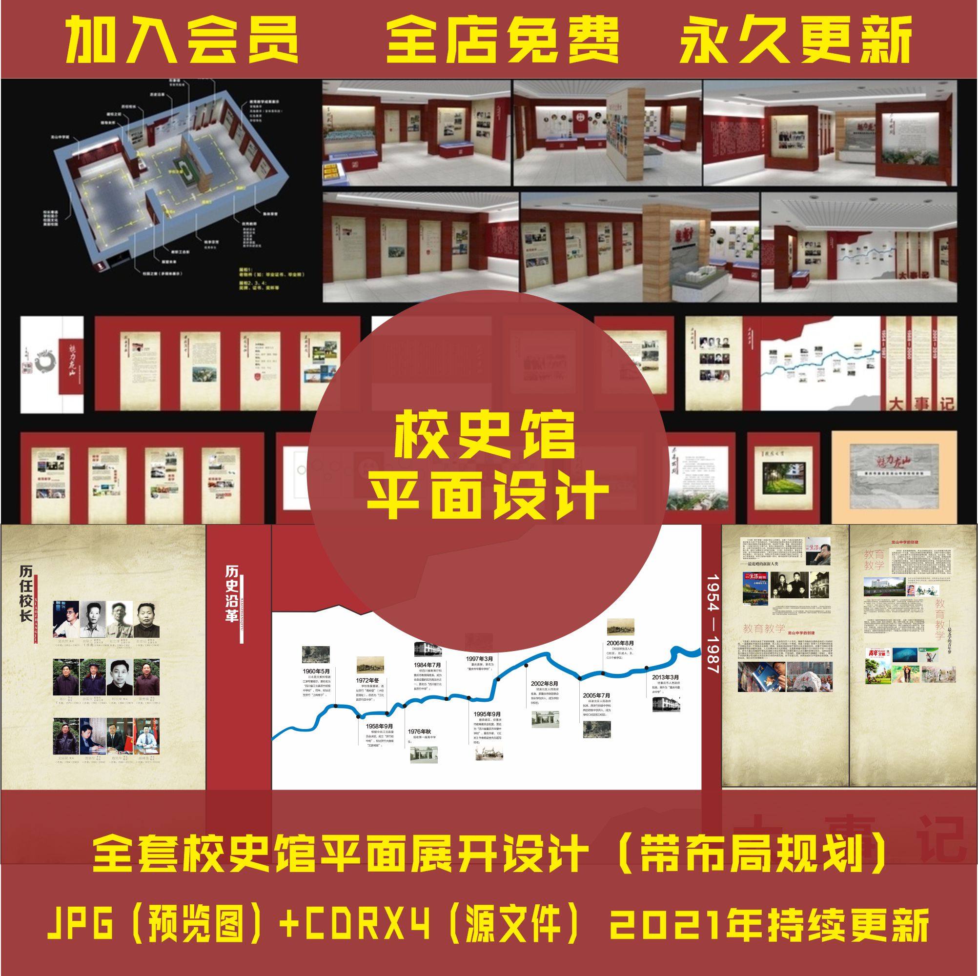 全套校史馆平面设计源文件立面图展开设计校史馆布局cdr格式x64