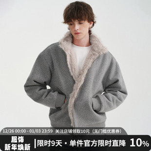 双面穿工装 短款 立领夹克加厚男 羊毛座山雕棉服外套冬季 MIDASHAND