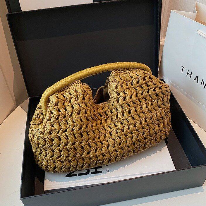 Z家同款2026新款时尚欧美文艺范女士手提包海边旅游草编手拿包