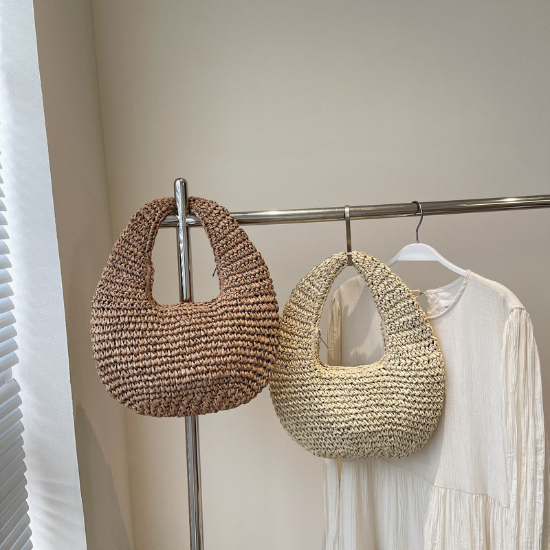 时尚简约纯色手拎草编包新款小众手提草包编织包女海边度假沙滩包,箱包皮具/热销女包/男包,编织包,淘宝优惠券,粉丝福利购,淘宝优惠卷