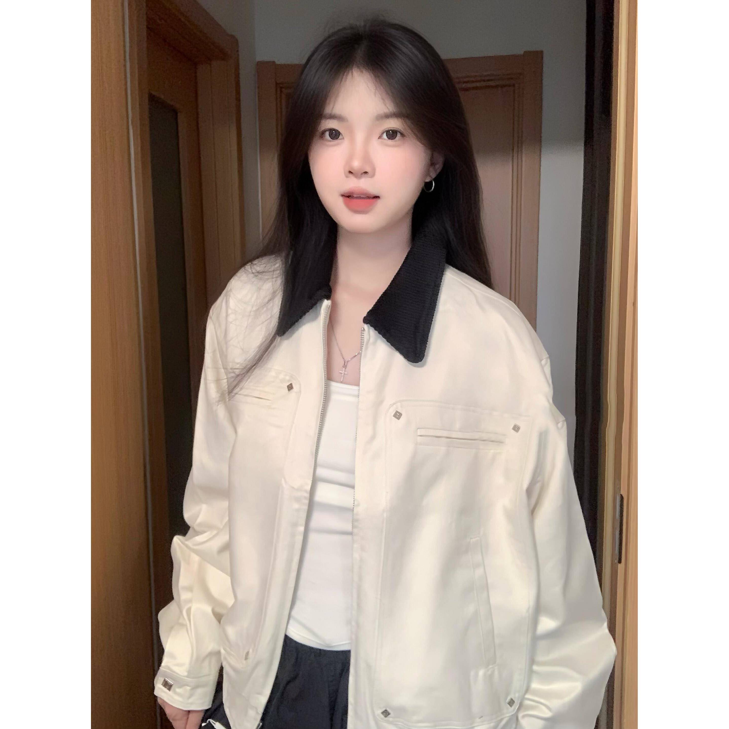 复古巴恩风翻领夹克外套女秋季新款宽松小个子初秋穿搭工装上衣潮