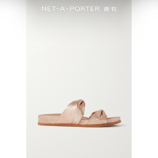 款 经典 Aquazzura 女金属感褶皱皮革凉鞋 NET NAP PORTER颇特