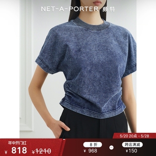 新品 LVIR NET PORTER颇特 早春女缩褶牛仔布上衣NAP