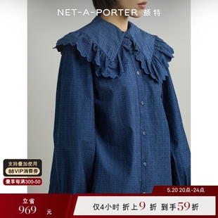 新品 NET 女荷叶边提花棉质衬衫 NAP 春季 PORTER颇特 YMC