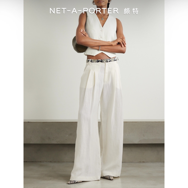 [新品]St.Agni 秋冬女褶裥亚麻阔腿裤NAP/NET-A-PORT